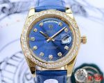 Rolex DayDate 40mm Diamond Watches Blue Dial Blue Leather Band